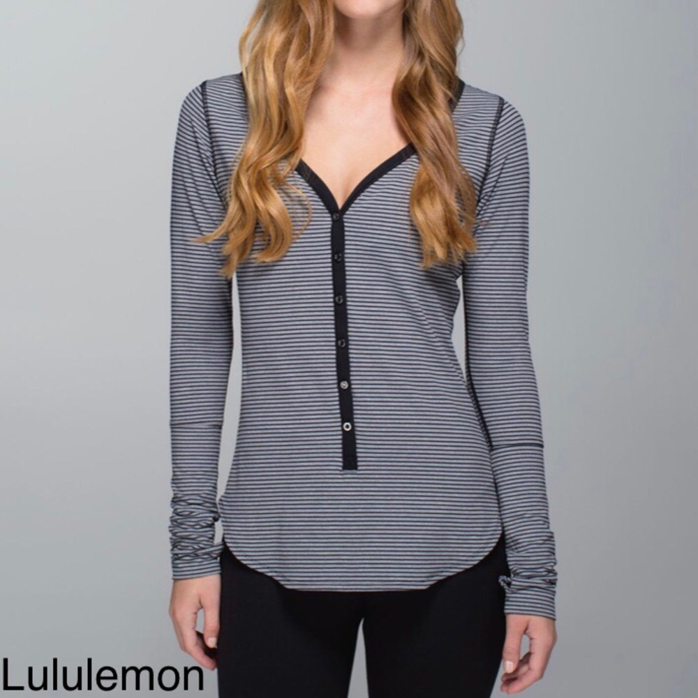 Lululemon Awesoma Henley Hyper Stripe Shirt